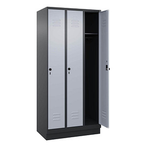 CP Spind Classic PLUS schwarzgrau, weißaluminium 080020-30 S10090, 3 Schließfächer 90,0 x 50,0 x 195,0 cm