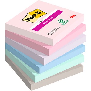 Post-it® Super Sticky Notes Soulful Collection Haftnotizen extrastark farbsortiert, 6 Blöcke