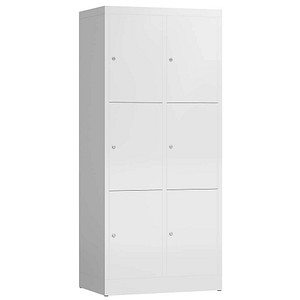 ClassiX Schließfachschrank signalweiß X-523327, 6 Schließfächer 80,0 x 50,0 x 180,0 cm