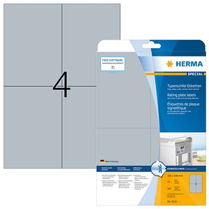 HERMA Typenschild-Etiketten 4216 silber 148,0 x 105,0 mm, 25 Blatt