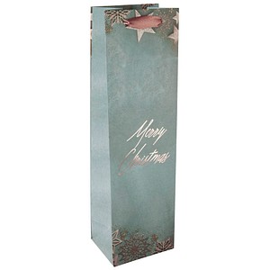 SIGEL Geschenktüten für Flaschen Glamorous Christmas blau 10,0 x 35,0 cm, 5 St.