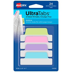 AVERY Zweckform UltraTabs Schmal Haftmarker farbsortiert 24 Blatt