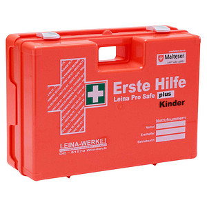 LEINA-WERKE Erste-Hilfe-Koffer Pro Safe plus Kinder DIN 13169 + Erweiterung orange