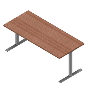 Quadrifoglio Schreibtisch nussbaum canaletto rechteckig, C-Fuß-Gestell silber 180,0 x 80,0 cm