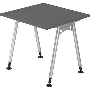 HAMMERBACHER AS08 höhenverstellbarer Schreibtisch grafit quadratisch, A-Fuß-Gestell silber 80,0 x 80,0 cm