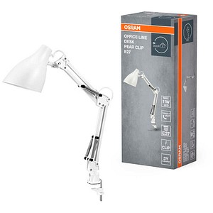 OSRAM Office Line Desk Pear Clip E27 LED Schreibtischlampe weiß 11 W mit Tischklemme