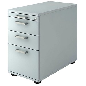 HAMMERBACHER Solid Standcontainer lichtgrau 4 Auszüge Stahl-Bügelgriff chrom, gebürstet 42,8 x 80,0 x 72,0 - 76,0 cm