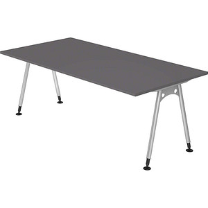 HAMMERBACHER AS2E höhenverstellbarer Schreibtisch grafit rechteckig, A-Fuß-Gestell silber 200,0 x 100,0 cm