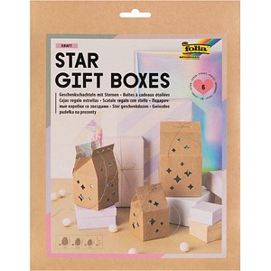 folia Geschenktüten STAR GIFT BOXES braun 75,0 / 85,0 / 110,0 x 130,0 / 150,0 / 195,0 mm, 6 St.