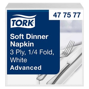 TORK Servietten Soft Dinner Advanced weiß 3-lagig 39,0 x 39,5 cm, 100 St.