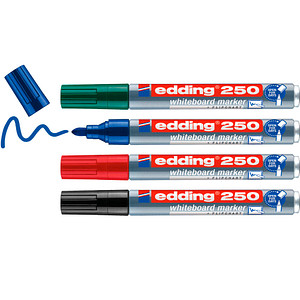 edding 250 Whiteboard-Marker farbsortiert 1,5 - 3,0 mm, 4 St.