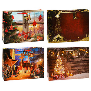 TSI Geschenktüten Shopper Mix Weihnachten Motiv sortiert 38,0 x 29,0 cm, 12 St.