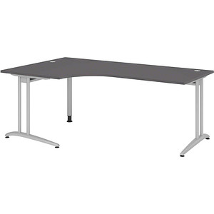 HAMMERBACHER BS82 Schreibtisch grafit L-Form, C-Fuß-Gestell silber 200,0 x 80,0/120,0 cm