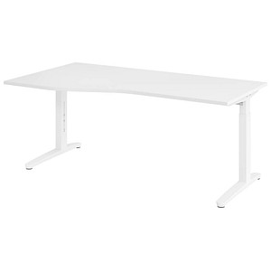 HAMMERBACHER VXB18 höhenverstellbarer Schreibtisch weiß Trapezform, C-Fuß-Gestell weiß 180,0 x 80,0/100,0 cm