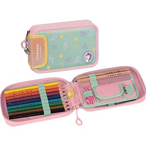 BRUNNEN Federmäppchen befüllt s'maepp Sweet Unicorn pastell-rosa/grün 16-teilig, 20,0 x 4,5 cm