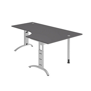 HAMMERBACHER FS82 Schreibtisch grafit L-Form, C-Fuß-Gestell silber 200,0 x 80,0/120,0 cm
