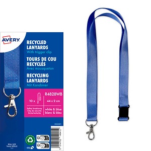 AVERY Zweckform Lanyards R4828WB, Karabiner, weiß/blau, 10 St.