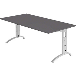 HAMMERBACHER FS2E höhenverstellbarer Schreibtisch grafit rechteckig, C-Fuß-Gestell silber 200,0 x 100,0 cm