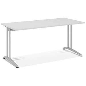 HAMMERBACHER Altus Schreibtisch lichtgrau rechteckig, C-Fuß-Gestell silber 160,0 x 80,0 cm