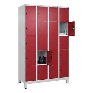 CP Schließfachschrank Classic Plus lichtgrau, rubinrot 080010-405 S10001, 20 Schließfächer 120,0 x 50,0 x 195,0 cm
