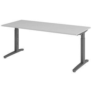 HAMMERBACHER VXB19 höhenverstellbarer Schreibtisch lichtgrau rechteckig, C-Fuß-Gestell grau 180,0 x 80,0 cm