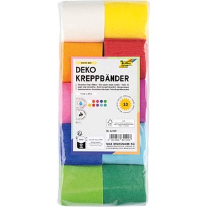 folia Krepppapier Dekobänder farbsortiert 32,0 g/qm 10 Rollen