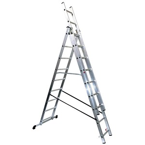 SZ Metall Vielzweckleiter silber 3x 9 Sprossen, H: 543,0 cm