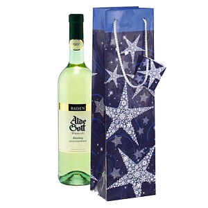 SIGEL Geschenktüten für Flaschen Shining Star Motiv 10,0 x 35,0 cm, 5 St.