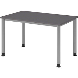 HAMMERBACHER HS12 höhenverstellbarer Schreibtisch grafit rechteckig, 4-Fuß-Gestell silber 120,0 x 80,0 cm