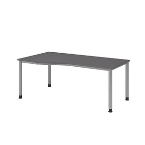 HAMMERBACHER HS18 höhenverstellbarer Schreibtisch grafit Trapezform, 4-Fuß-Gestell silber 180,0 x 80,0/100,0 cm