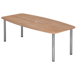 HAMMERBACHER Konferenztisch KT22C nussbaum Tonnenform, Rundrohr chrom, 220,0 x 83,0/103,0 x 72,0 - 74,0 cm