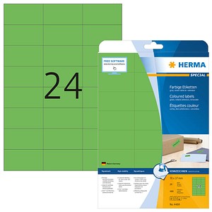 HERMA Etiketten 4469 grün 70,0 x 37,0 mm, 20 Blatt