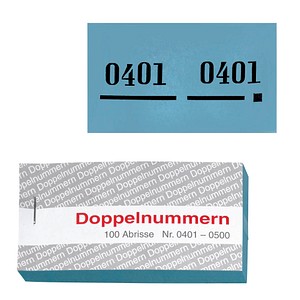 WOLF & APPENZELLER Doppelnummernblöcke 0001-0100, 0101-0200, 0201-0300, 0301-0400, 0401-0500, blau, 5 Blöcke