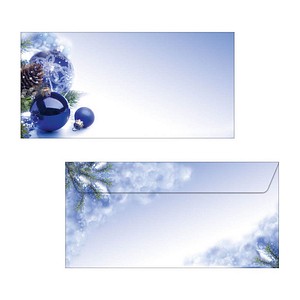 SIGEL Weihnachtsbriefumschläge Blue Harmony DIN lang ohne Fenster, 50 St.