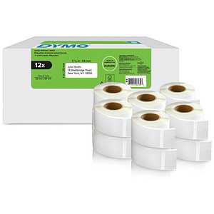 DYMO Etikettenrollen für Etikettendrucker weiß, 54,0 x 25,0 mm, 12 x 500 Etiketten