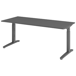 HAMMERBACHER VXB19 höhenverstellbarer Schreibtisch grafit rechteckig, C-Fuß-Gestell grau 180,0 x 80,0 cm
