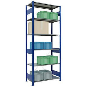 SCHULTE Schwerlastregal MULTIplus 150 12651-B enzianblau 100,0 x 50,0 x 250,0 cm