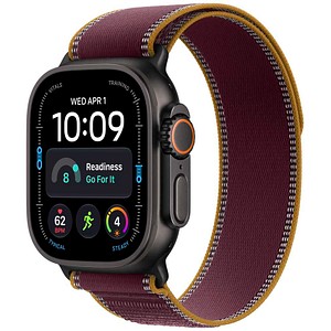 Apple Watch Ultra 4 49 mm Schwarz (GPS + Cellular) Trail-Armband M/L  burgunder