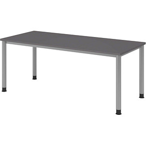 HAMMERBACHER HS19 höhenverstellbarer Schreibtisch grafit rechteckig, 4-Fuß-Gestell silber 180,0 x 80,0 cm