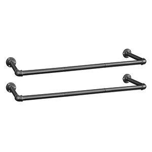 SONGMICS Wandgarderobe schwarz Metall 92,0 x 2,6 cm, 2 St.