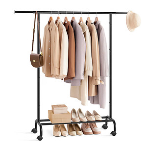 SONGMICS Rollgarderobe schwarz Metall 83,0 - 120,0 x 156,0 cm, 1 St.