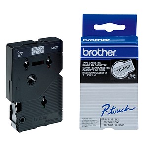 brother Schriftband TC-M91 TCM91, 9 mm schwarz auf transparent