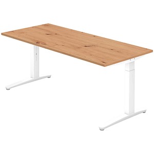 HAMMERBACHER VXB19 höhenverstellbarer Schreibtisch asteiche rechteckig, C-Fuß-Gestell weiß 180,0 x 80,0 cm