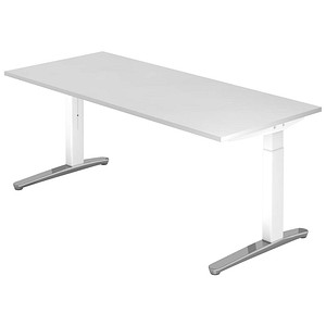 HAMMERBACHER VXB019 höhenverstellbarer Schreibtisch weiß rechteckig, C-Fuß-Gestell weiß 180,0 x 80,0 cm