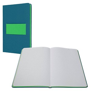 SIGEL Notizbuch Linescape DIN A5 kariert, mittelblau, neon-grün Hardcover 176 Seiten, 1 St.