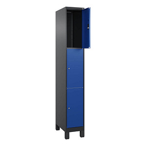 CP Schließfachschrank Classic Plus enzianblau, schwarzgrau 080010-103 S10025, 3 Schließfächer 30,0 x 50,0 x 195,0 cm