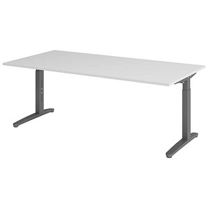 HAMMERBACHER VXB2E höhenverstellbarer Schreibtisch lichtgrau rechteckig, C-Fuß-Gestell grau 200,0 x 100,0 cm