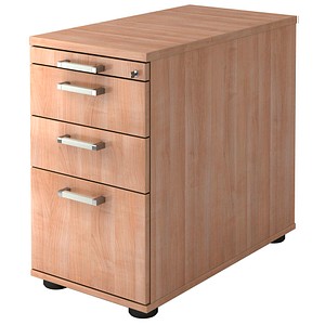 HAMMERBACHER Solid Standcontainer nussbaum 4 Auszüge Stahl-Bügelgriff chrom, gebürstet 42,8 x 80,0 x 72,0 - 76,0 cm
