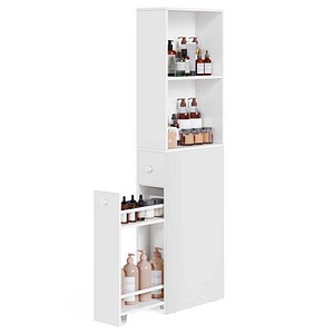 VASAGLE Badschrank weiß 40,0 x 18,0 x 134,4 cm
