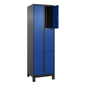 CP Schließfachschrank Classic Plus enzianblau, schwarzgrau 080010-203 S10034, 6 Schließfächer 60,0 x 50,0 x 195,0 cm